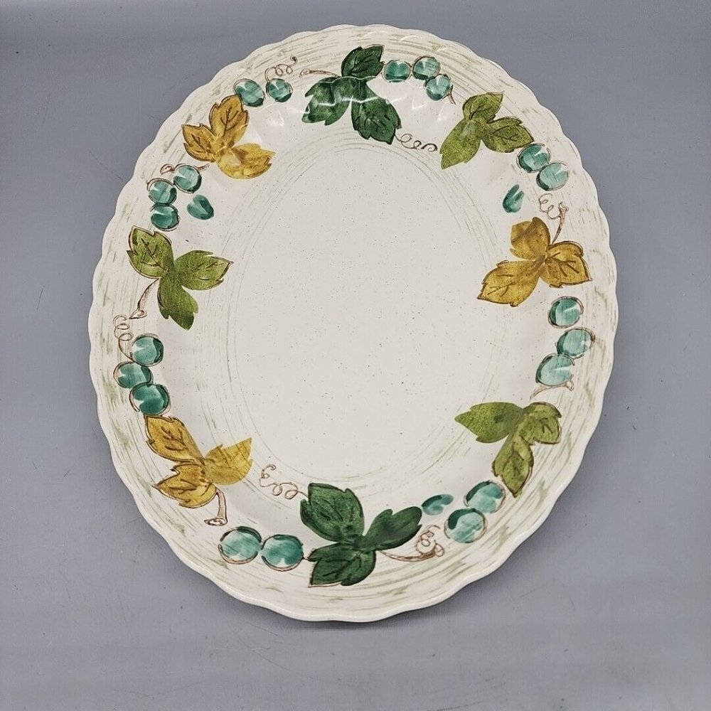 Vintage Metlox Vernon Ware Vineyard 13.75" Oval Platter California USA